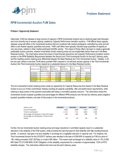 Problem Statement RPM Incremental Auction PJM Sales