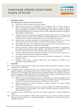 PURCHASE ORDER CONDITIONS Supply of Goods