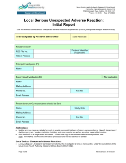 Local Serious Unexpected Adverse Reaction Initial Report 2015-04-01