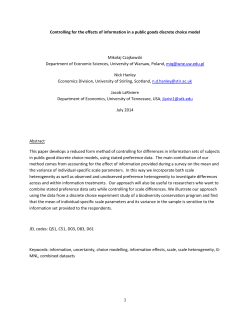 1 Controlling for the effects of information in a public goods discrete