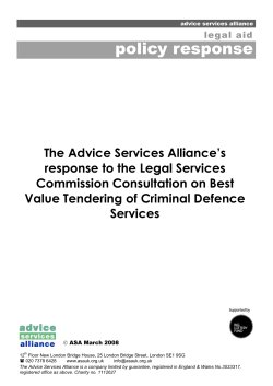 Best Value Tendering of Criminal Defence Services