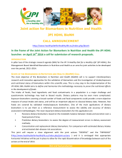 Joint action for Biomarkers in Nutrition and Health JPI HDHL BioNH