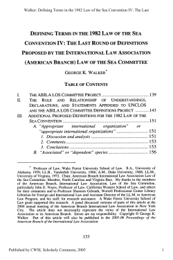 Defining Terms in the 1982 Law of the Sea Convention IV: The Last
