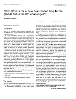 New players for a new era - Journal of Public Health