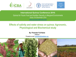 Agronomic, Physiological and Biochemical study By: Presenter Full