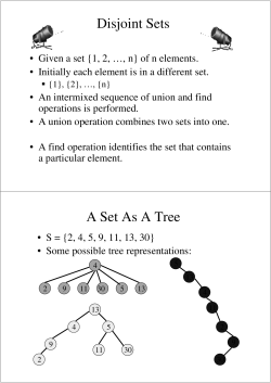 Disjoint Sets A Set As A Tree