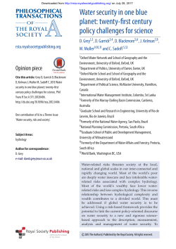 Water security in one blue planet: twenty