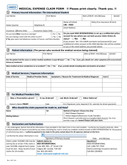 Medical Claim Form - David Cummings Insurance Services Ltd.