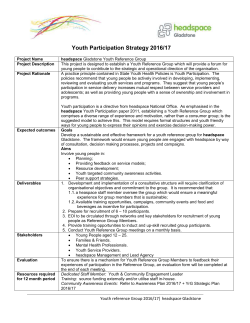 Youth Participation Strategy 2016/17 Project Name headspace G