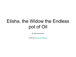 Elisha, the Widow the Endless pot of Oil