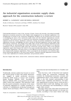 An industrial organization economic supply chain approach for the