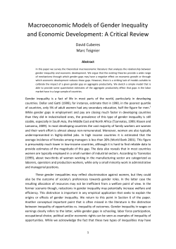 Macroeconomic Models of Gender Inequality and Economic Growth