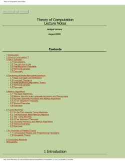 Theory of Computation Lecture Notes