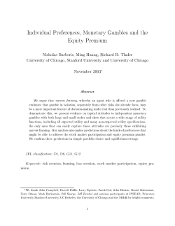 Individual Preferences, Monetary Gambles and the Equity