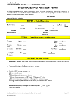 Functional Behavior Assessment Report [SELPA42]