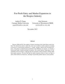 For-Profit Entry and Market Expansion in the Hospice Industry