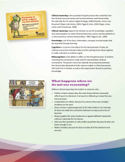 Reasoning to better support my clinical decision