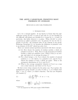 THE ARTIN&ndash;CARMICHAEL PRIMITIVE ROOT PROBLEM ON