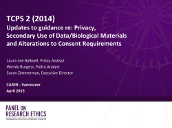 Patient Safety and the Role of REBs Evolving guidance from the TCPS