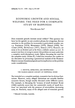 ECONOMIC GROWTH AND SOCIAL WELFARE: THE NEED FOR A