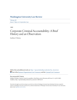 Corporate Criminal Accountability: A Brief History and an Observation