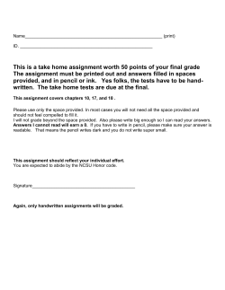 Take home exercise due at final.