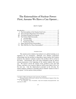The Externalities of Nuclear Power