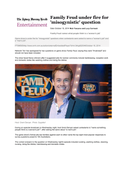 Game show is under fire for "misogynistic" questions when