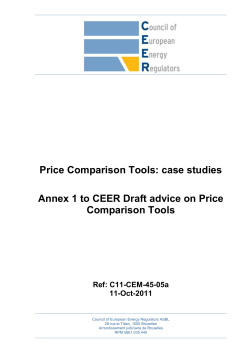 Price Comparison Tools: case studies Annex 1 to CEER Draft advice