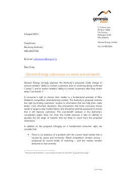 Genesis Energy submission on saves and win