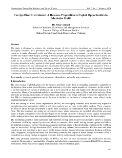 Foreign Direct Investment - International Journal of Business and