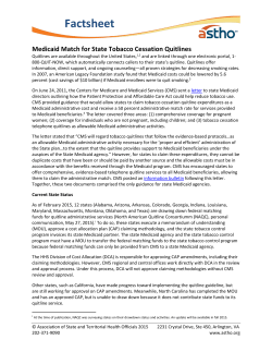 Factsheet Medicaid Match for State Tobacco Cessation