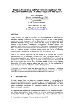 modelling airline competition in passenger air transport markets