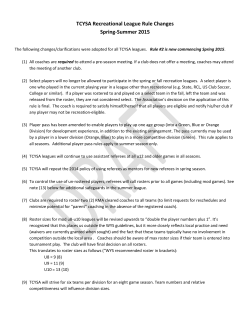 TCYSA Recreational League Rule Changes Spring