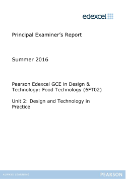 Principal Examiner`s Report Summer 2016 - Edexcel
