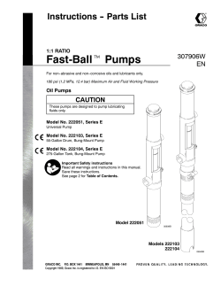 307906W 1:1 Ratio Fast-Ball Pump, Instructions, Parts