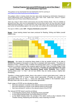 New Tracking Tracking progress from end of EYFS to end of Key
