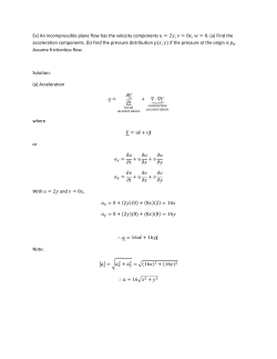 Ex) An incompressible plane flow has the velocity