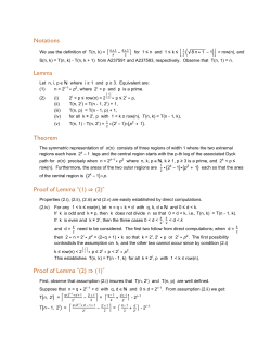 Notations Lemma Theorem Proof of Lemma &ldquo;(1) &rArr; (2)&rdquo; Proof of