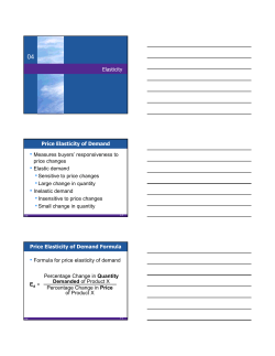 Elasticity Price Elasticity of Demand &bull; Measures buyers