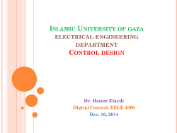 Digital Control, Eele 4360 Islamic University of gaza ee Department