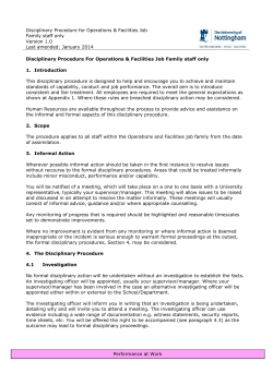 Disciplinary Procedure - for Operations