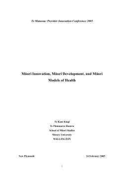 Māori Innovation, Māori Development, and Māori Models of Health