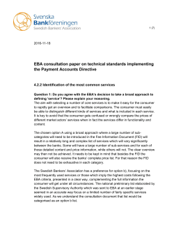 EBA consultation paper on technical standards implementing the