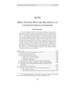 drug testing welfare recipients as a constitutional condition