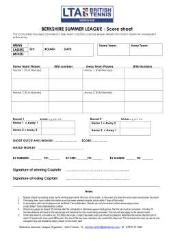 Middlesex Slazenger League (West) Score Sheet