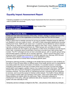 Equality Impact Assessment Report Following completion of a Full