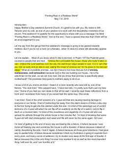 Finding Rest in a Restless World