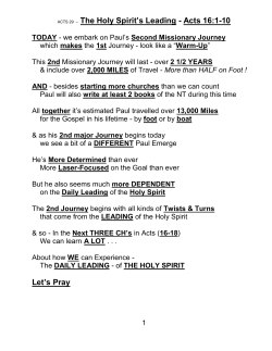 ACTS 29 &ndash; The Holy Spirit`s Leading - Acts 16:1