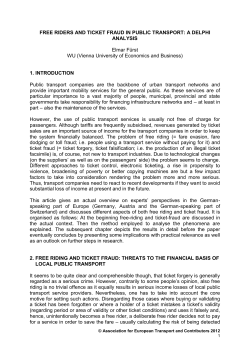 FREE RIDERS AND TICKET FRAUD IN PUBLIC TRANSPORT: A